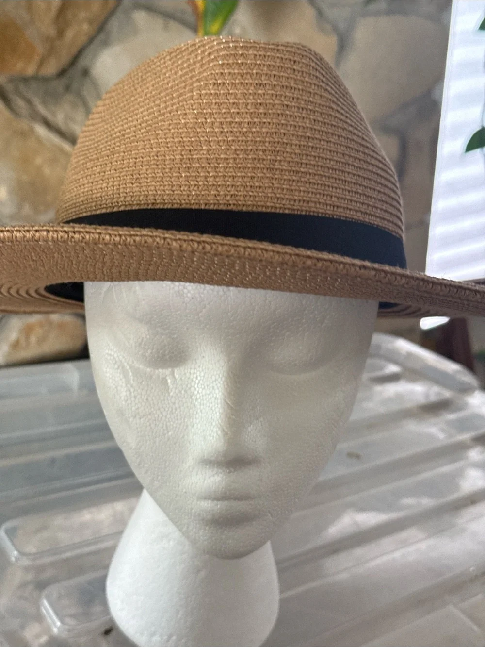 Men's Classic Straw Fedora Hat with Black Band - Brown
